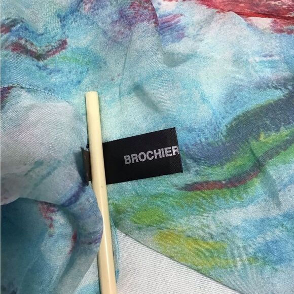 Claude Monet Water Lily Scarf Silk Oblong - Picture 6 of 10